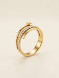 Elegant Gold-Toned Wrap Nail Ring with Sparkling Stones